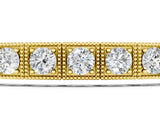 Yellow gold Square Bezel-Set Round Diamond Tennis Bracelet with Box Clasp_5
