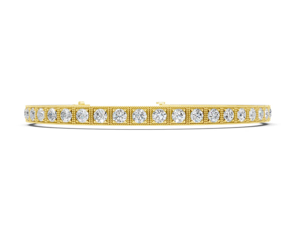 Yellow gold Square Bezel-Set Round Diamond Tennis Bracelet with Four-Prong Setting