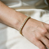 Yellow gold Square Bezel-Set Round Diamond Tennis Bracelet with Four-Prong Setting_2