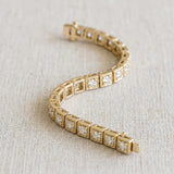Yellow gold Square Bezel-Set Round Diamond Tennis Bracelet with Four-Prong Setting_5