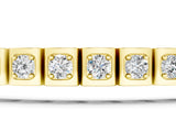 Yellow gold Square Channel Set Round Diamond Tennis Bracelet_3