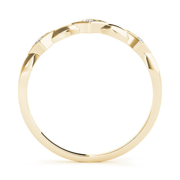 Yellow gold Square Diamond Twist Band with Bezel Setting 2