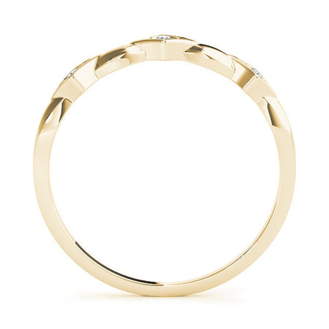 Yellow gold Square Diamond Twist Band with Bezel Setting 2