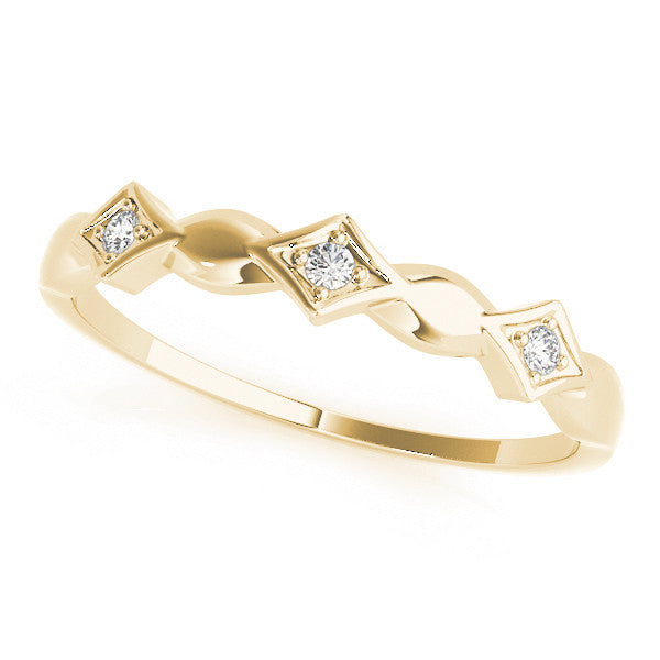 Yellow gold Square Diamond Twist Band with Bezel Setting
