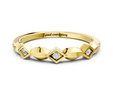 Yellow gold Square Diamond Twist Band with Bezel Setting_24