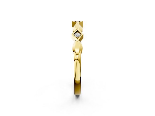 Yellow gold Square Diamond Twist Band with Bezel Setting