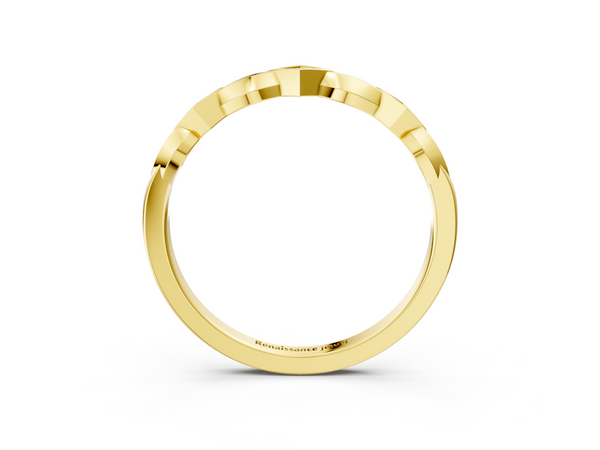 Yellow gold Square Diamond Twist Band with Bezel Setting