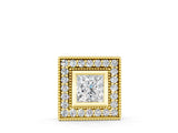 Yellow gold Square Halo Princess Cut Pendant with Bezel Setting_4