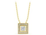 Yellow gold Square Halo Princess Cut Pendant with Bezel Setting_5