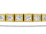 Yellow gold Square Milgrain Diamond Tennis Bracelet_3
