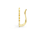 Yellow gold Star Cluster Diamond Crescent Earrings with Round Cut Stones on a Curved Band and Prong Setting_13