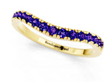 Yellow gold Tanzanite Pavé Curved Wedding Band_7