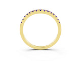 Yellow gold Tanzanite Pavé Curved Wedding Band_9