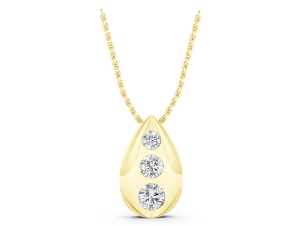 Yellow gold Teardrop Bezel-Set Round Diamond Pendant