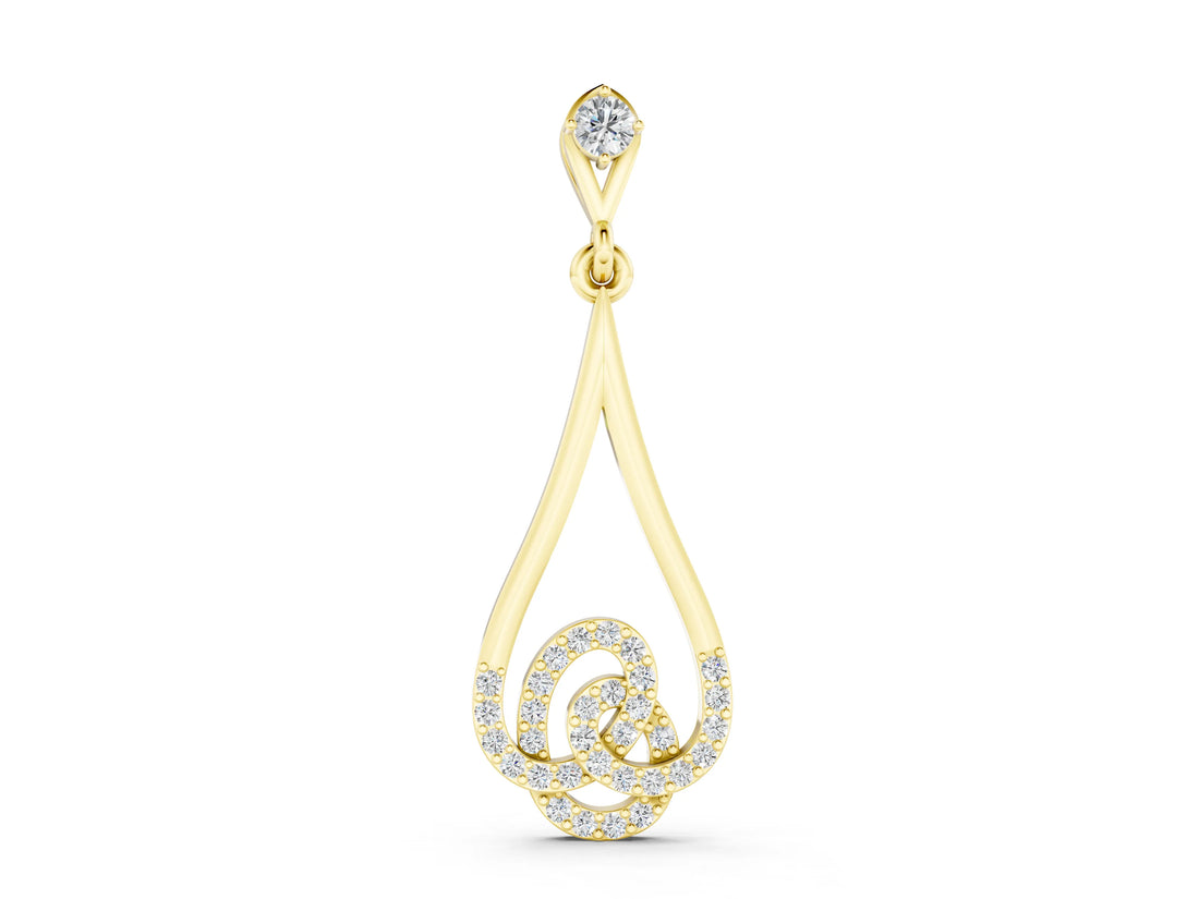 Yellow gold Teardrop Diamond Pavé Pendant with Round Brilliant Cut_6