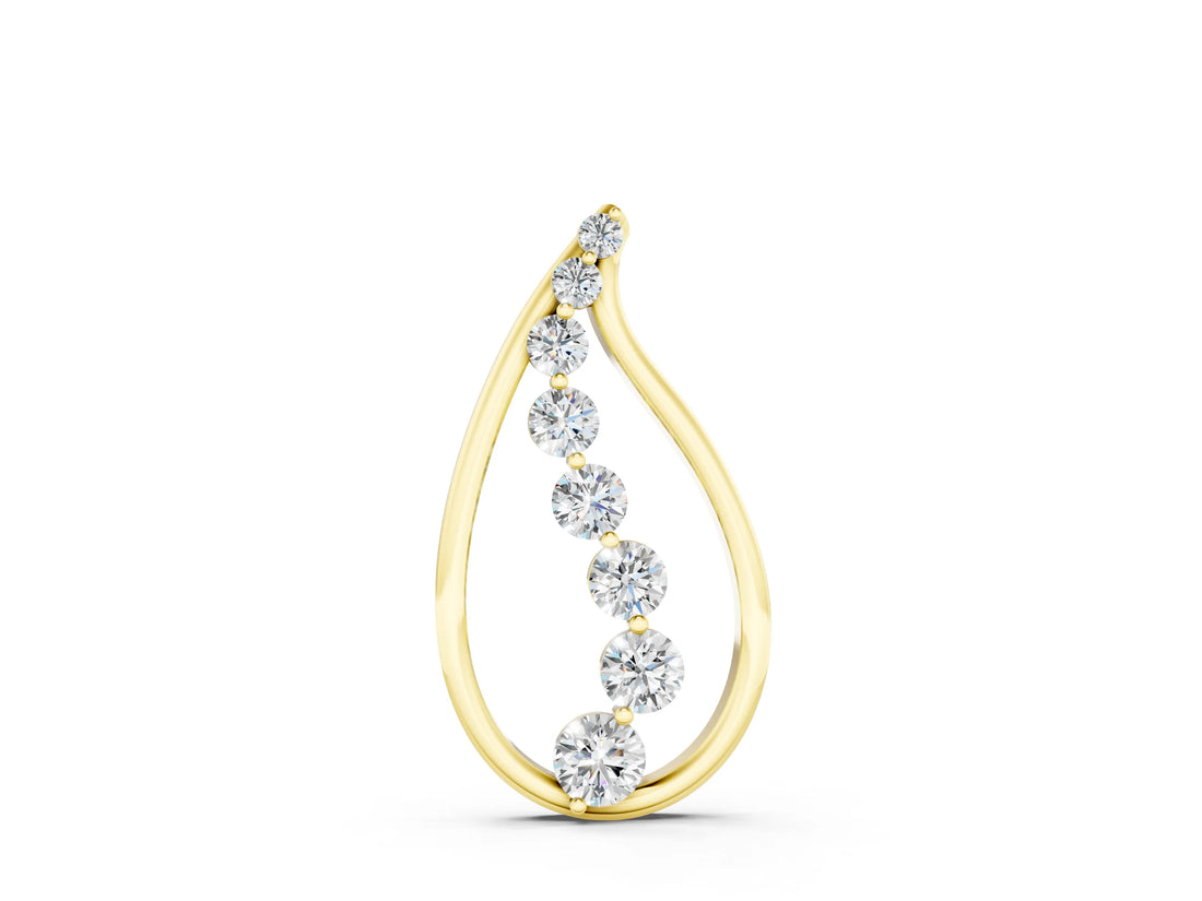 Yellow gold Teardrop Diamond Prong-Set Round Pendant_6