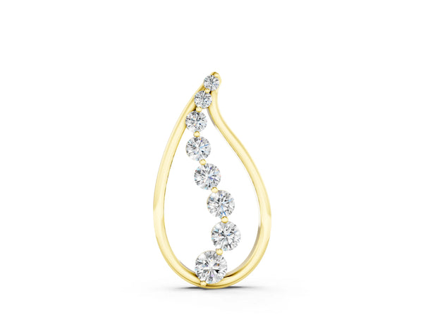 Yellow gold Teardrop Diamond Prong-Set Round Pendant