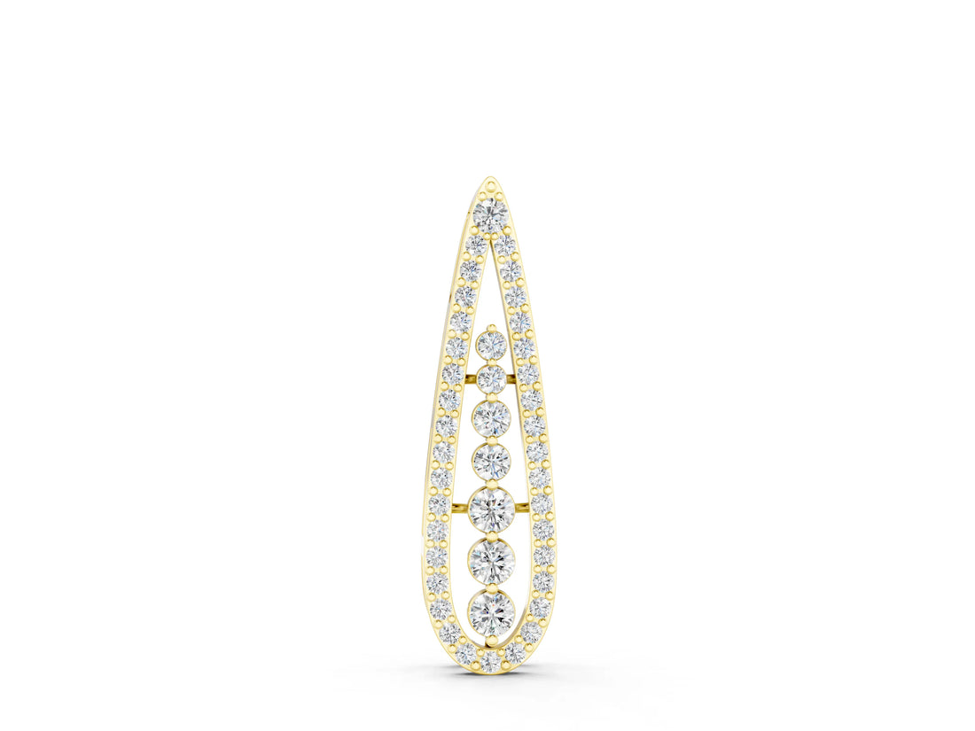 Yellow gold Teardrop Pavé Round Diamond Prong Pendant_6
