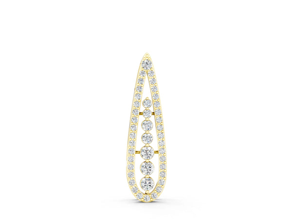 Yellow gold Teardrop Pavé Round Diamond Prong Pendant