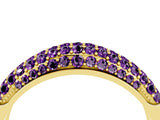 Yellow gold Three-Row Pavé Round Amethyst Dome Band_10
