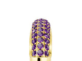 Yellow gold Three-Row Pavé Round Amethyst Dome Band_11