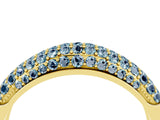 Yellow gold Three-Row Pavé Round Aquamarine Dome Band_10