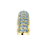 Yellow gold Three-Row Pavé Round Aquamarine Dome Band_11