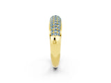 Yellow gold Three-Row Pavé Round Aquamarine Dome Band_8