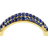 Yellow gold Three-Row Pavé Round Blue Sapphire Dome Band_10