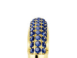 Yellow gold Three-Row Pavé Round Blue Sapphire Dome Band_11