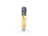 Yellow gold Three-Row Pavé Round Blue Sapphire Dome Band_8
