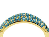 Yellow gold Three-Row Pavé Round Blue Topaz Dome Band_10