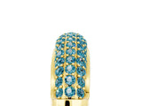 Yellow gold Three-Row Pavé Round Blue Topaz Dome Band_11