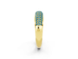 Yellow gold Three-Row Pavé Round Blue Topaz Dome Band_8