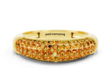 Yellow gold Three-Row Pavé Round Citrine Dome Band_6