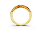 Yellow gold Three-Row Pavé Round Citrine Dome Band_9
