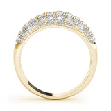 14K Yellow Gold Three-Row Pavé Round Diamond Dome Band with Shared Prong Setting