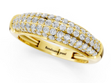 Yellow gold Three-Row Pavé Round Diamond Dome Band with Shared Prong Setting_117