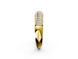 Yellow gold Three-Row Pavé Round Diamond Dome Band with Shared Prong Setting_118