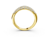 Yellow gold Three-Row Pavé Round Diamond Dome Band with Shared Prong Setting_119