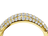Yellow gold Three-Row Pavé Round Diamond Dome Band with Shared Prong Setting_120