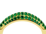 Yellow gold Three-Row Pavé Round Emerald Dome Band_10