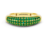 Yellow gold Three-Row Pavé Round Emerald Dome Band_6