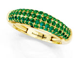 Yellow gold Three-Row Pavé Round Emerald Dome Band_7