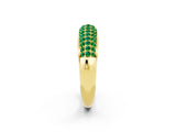 Yellow gold Three-Row Pavé Round Emerald Dome Band_8