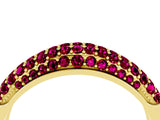 Yellow gold Three-Row Pavé Round Garnet Dome Band_10