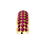 Yellow gold Three-Row Pavé Round Garnet Dome Band_11