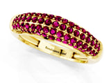Yellow gold Three-Row Pavé Round Garnet Dome Band_7
