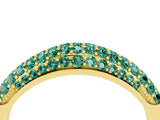 Yellow gold Three-Row Pavé Round Green Sapphire Dome Band_10