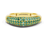 Yellow gold Three-Row Pavé Round Green Sapphire Dome Band_6